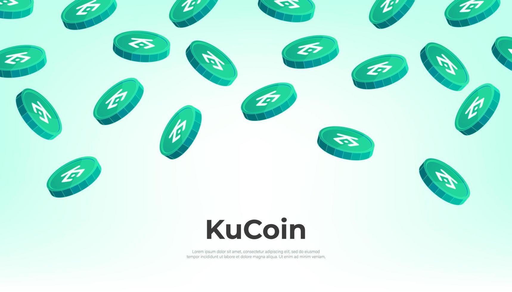 kucoin token vallend van de lucht. kcs cryptogeld concept banier achtergrond. vector