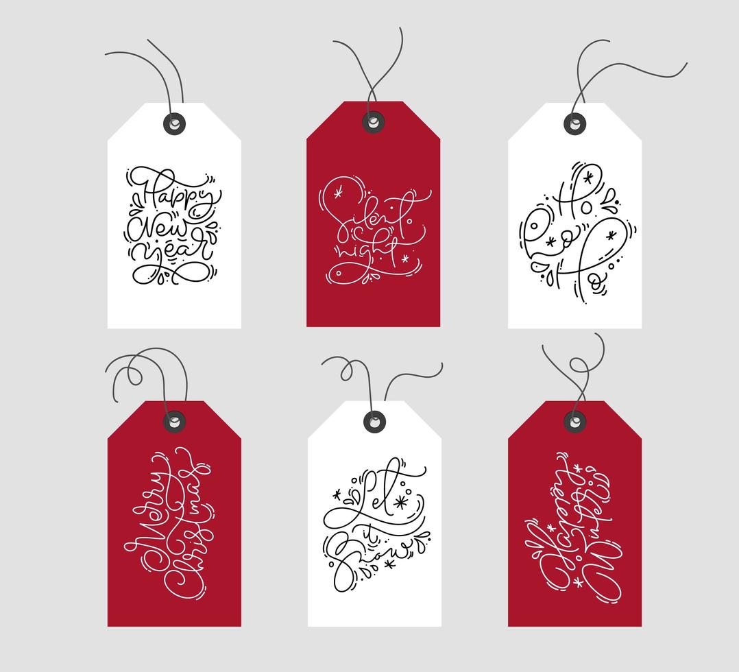 set hand getrokken Scandinavische kerst tags vector