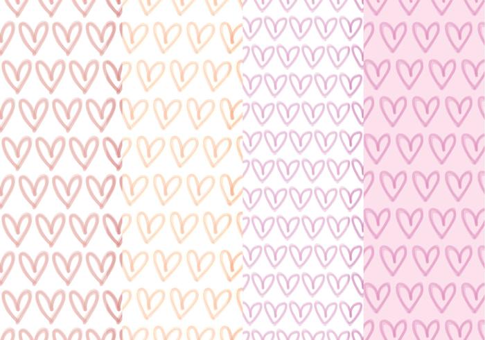 Vector Hand Drawn Hearts Patterns