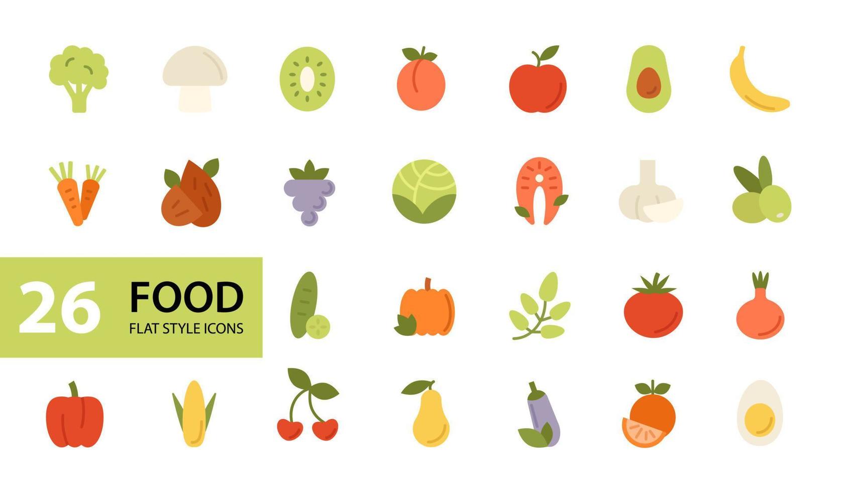 gezond voedsel kleur pictogrammen reeks vector