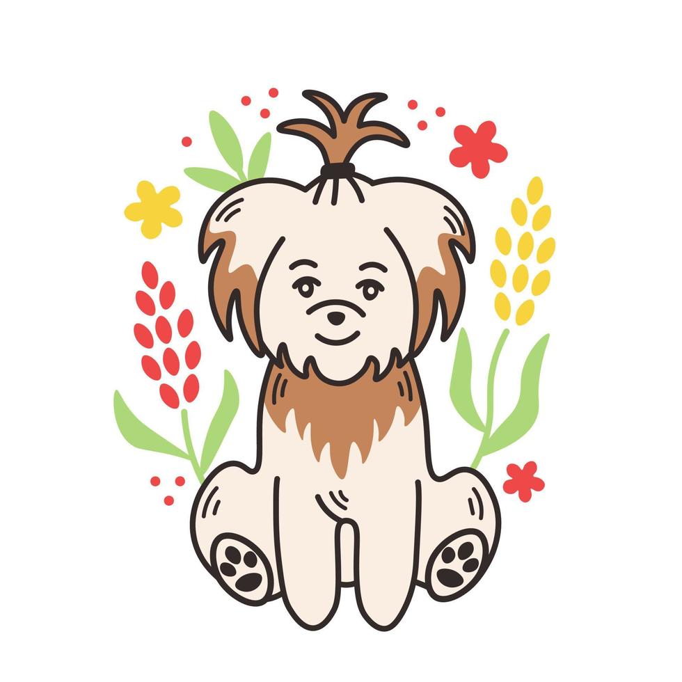 schattig puppy met bloemen vector