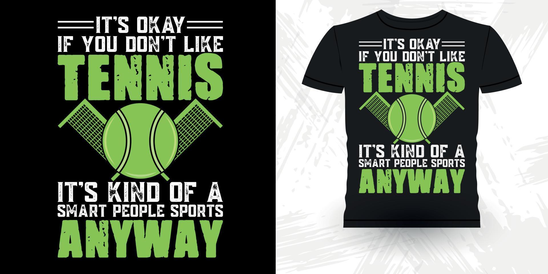 mannen Dames professioneel tennis speler grappig wijnoogst tennis t-shirt ontwerp vector