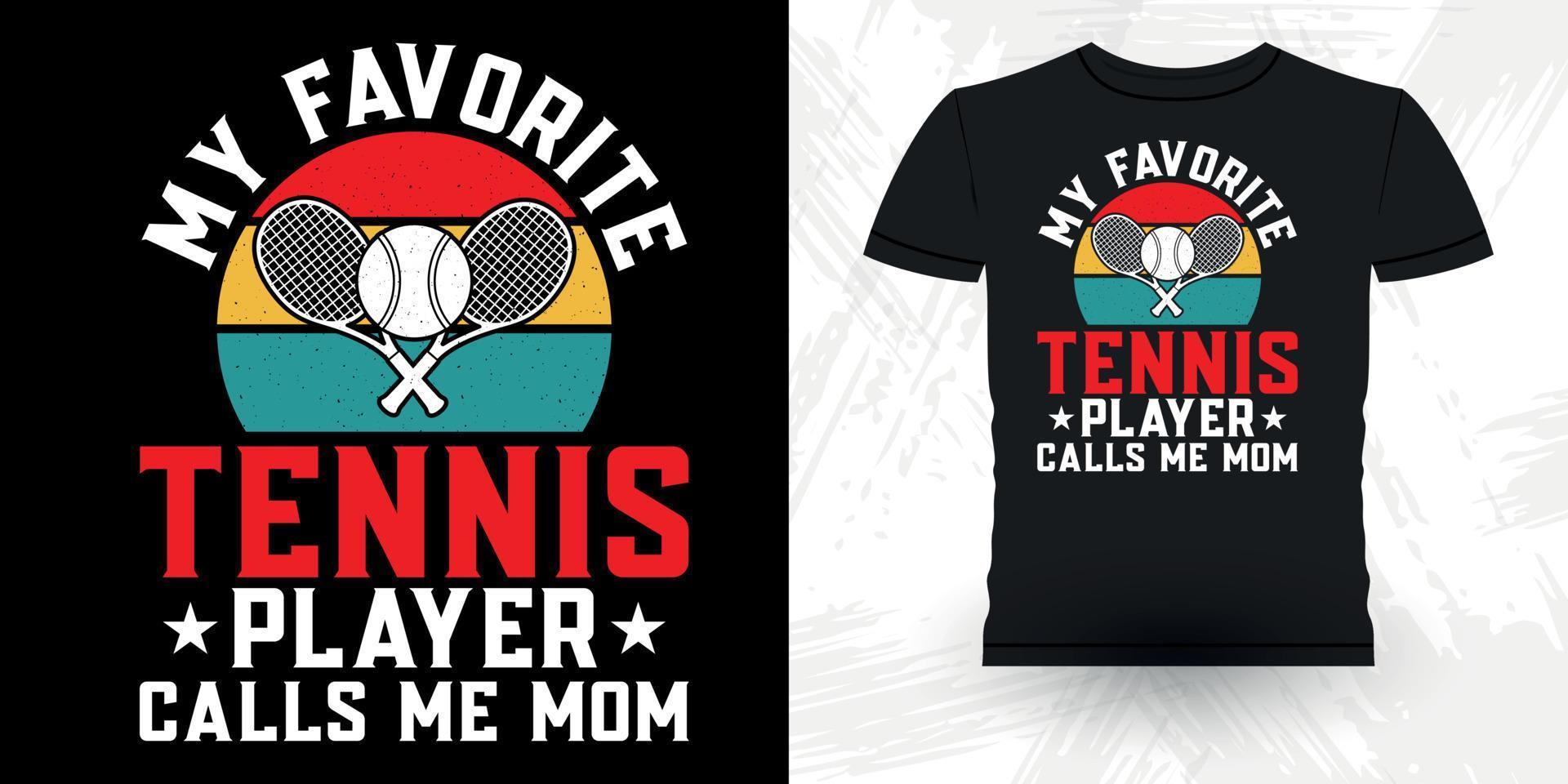 mam minnaar grappig tennis spelers retro wijnoogst moeder dag tennis t-shirt ontwerp vector