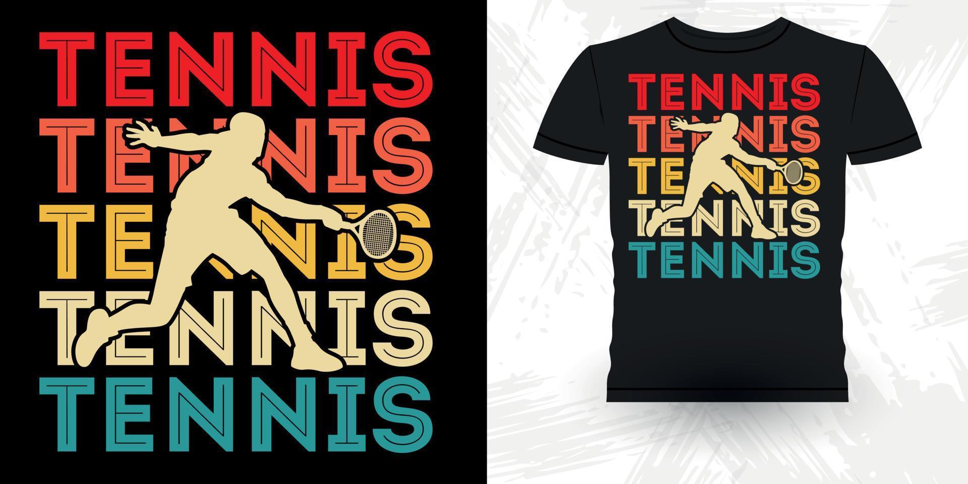 mannen Dames professioneel tennis speler grappig retro wijnoogst tennis t-shirt ontwerp vector
