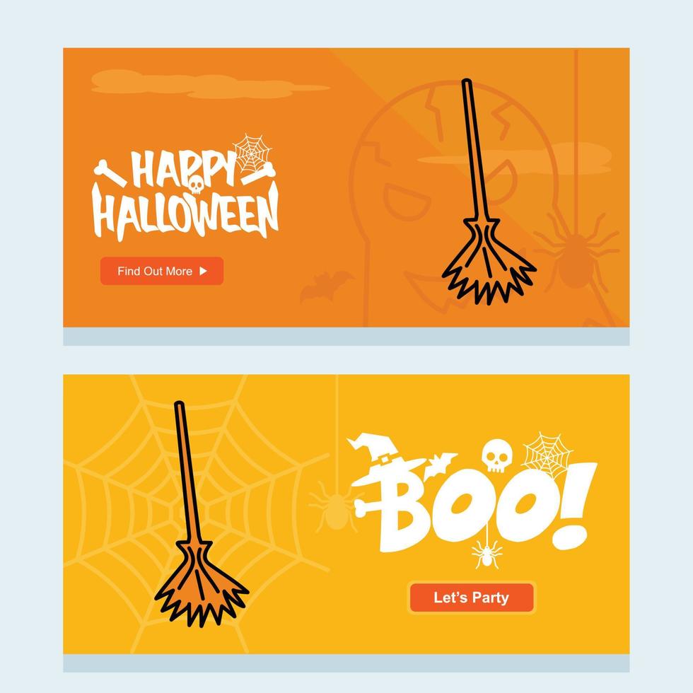 gelukkig halloween uitnodiging ontwerp met bezem vector