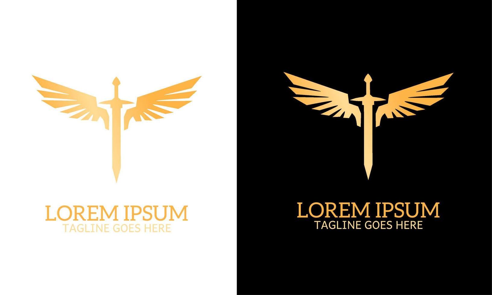 zwaard en Vleugels symbool logo met elegant ontwerp stijl vector