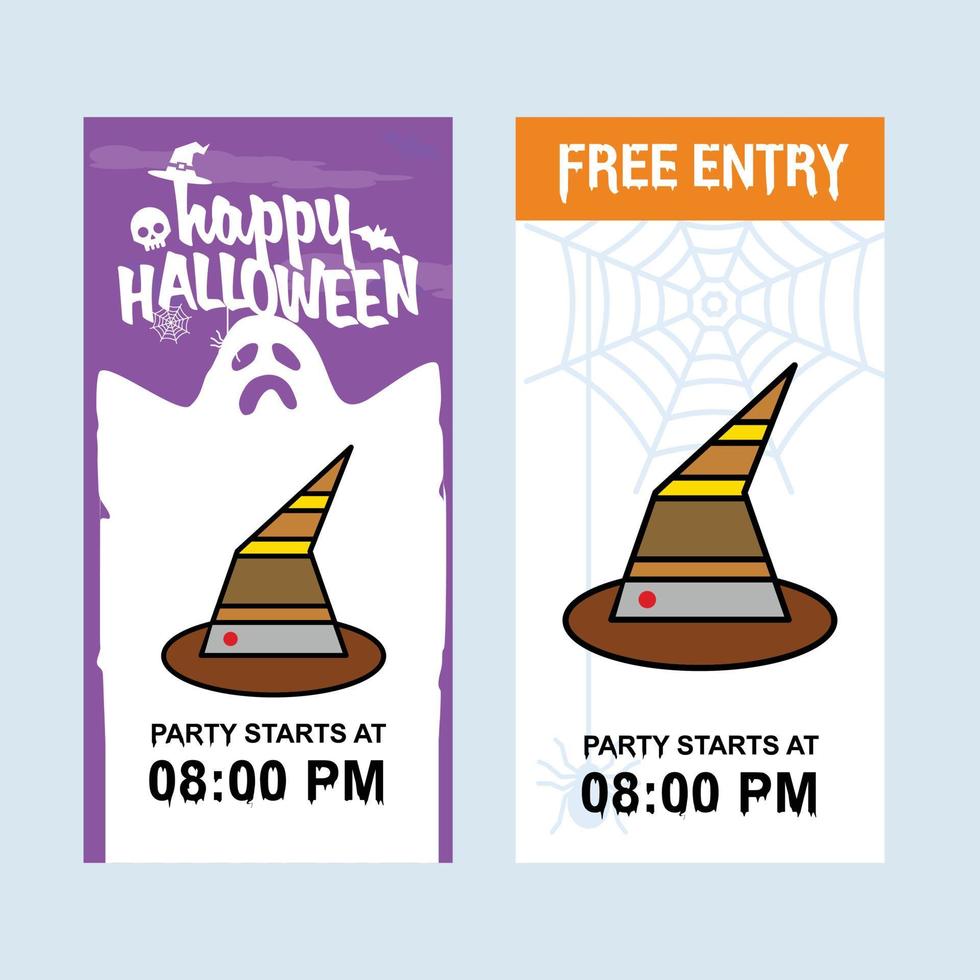 gelukkig halloween uitnodiging ontwerp met hoed vector