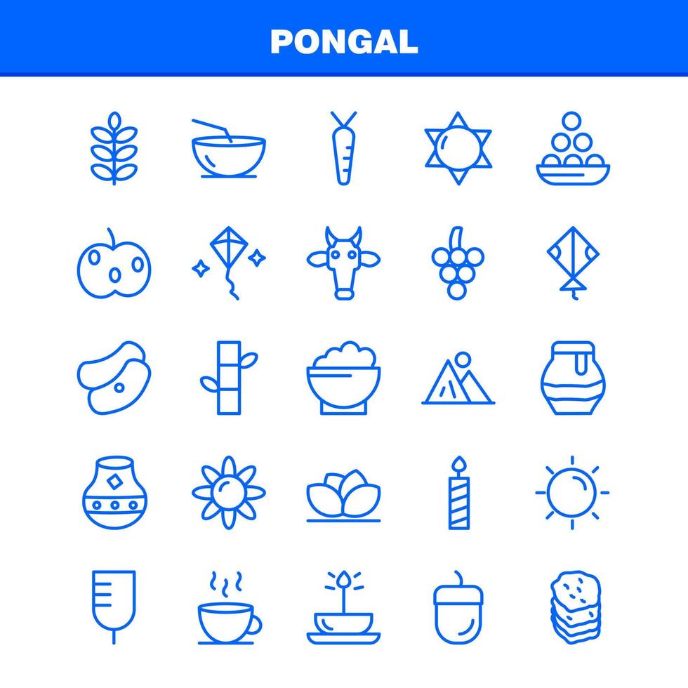 pongal lijn icoon pak voor ontwerpers en ontwikkelaars pictogrammen van bloem kruiden lelie lotus spa bamboe schoonheid spa vector