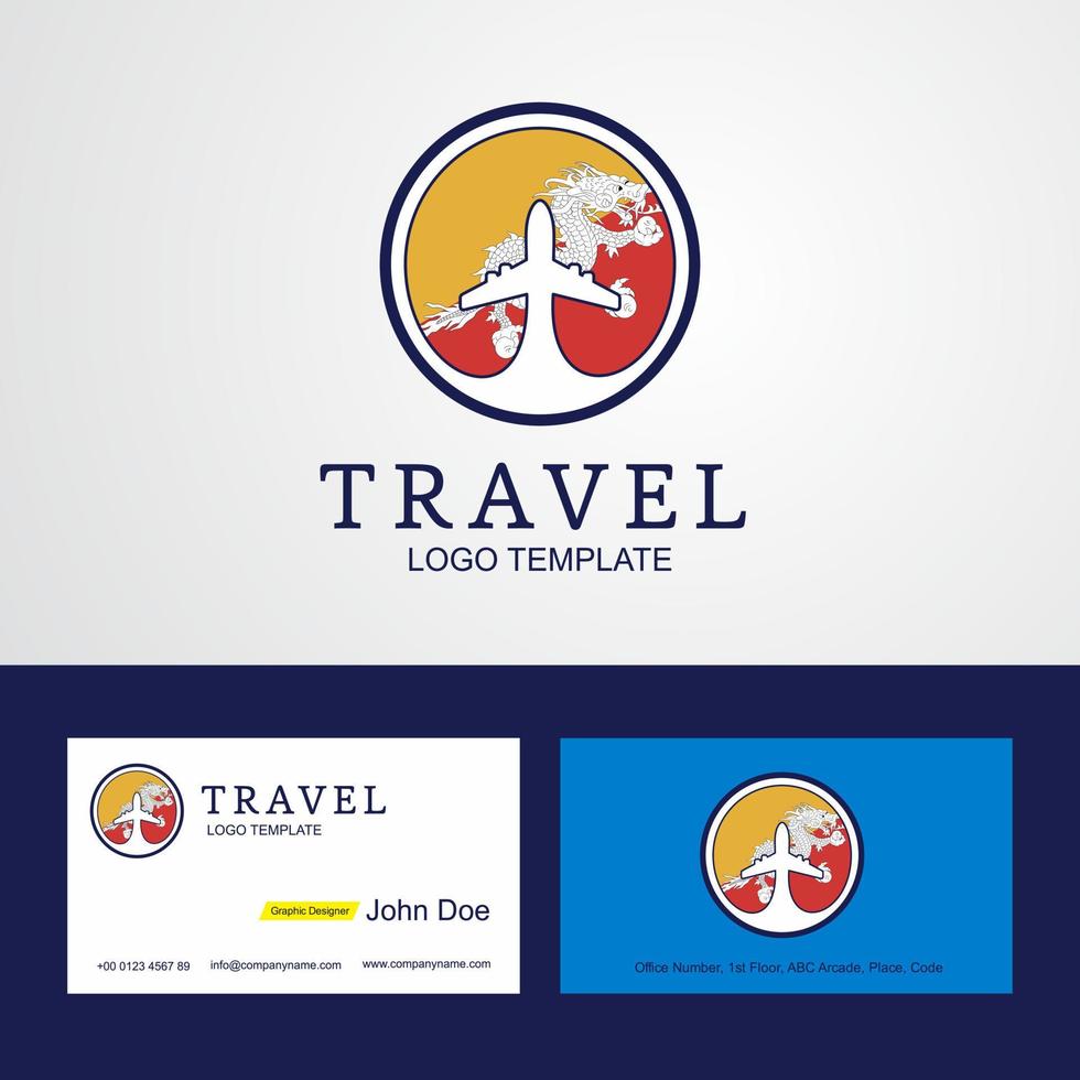 reizen Bhutan creatief cirkel vlag logo en bedrijf kaart ontwerp vector
