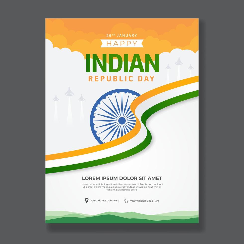 gelukkig Indisch republiek dag januari 26e viering verticaal poster ontwerp vector
