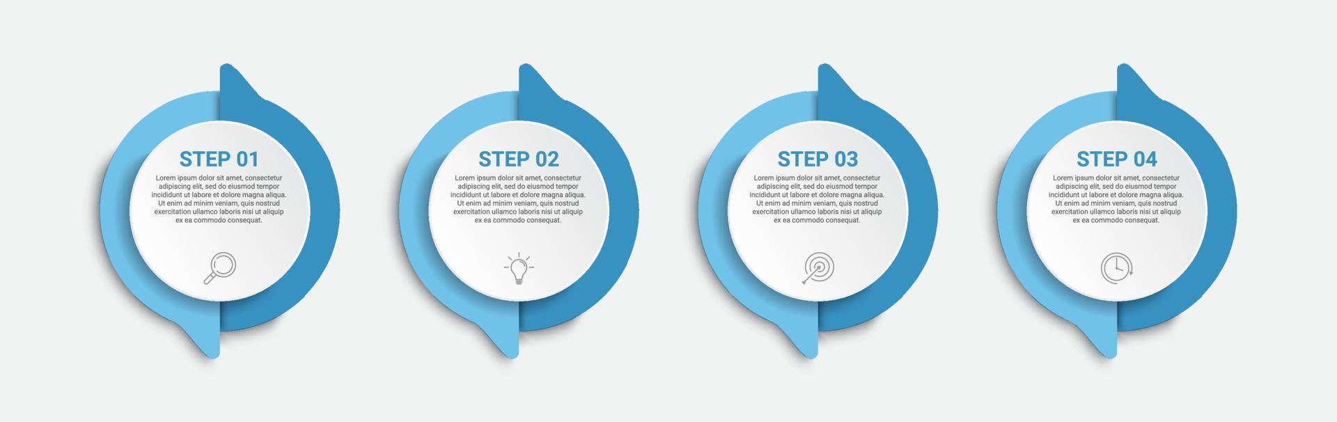 tijdlijn infographic ontwerp met pictogrammen en 4 opties. met cirkel vorm vector