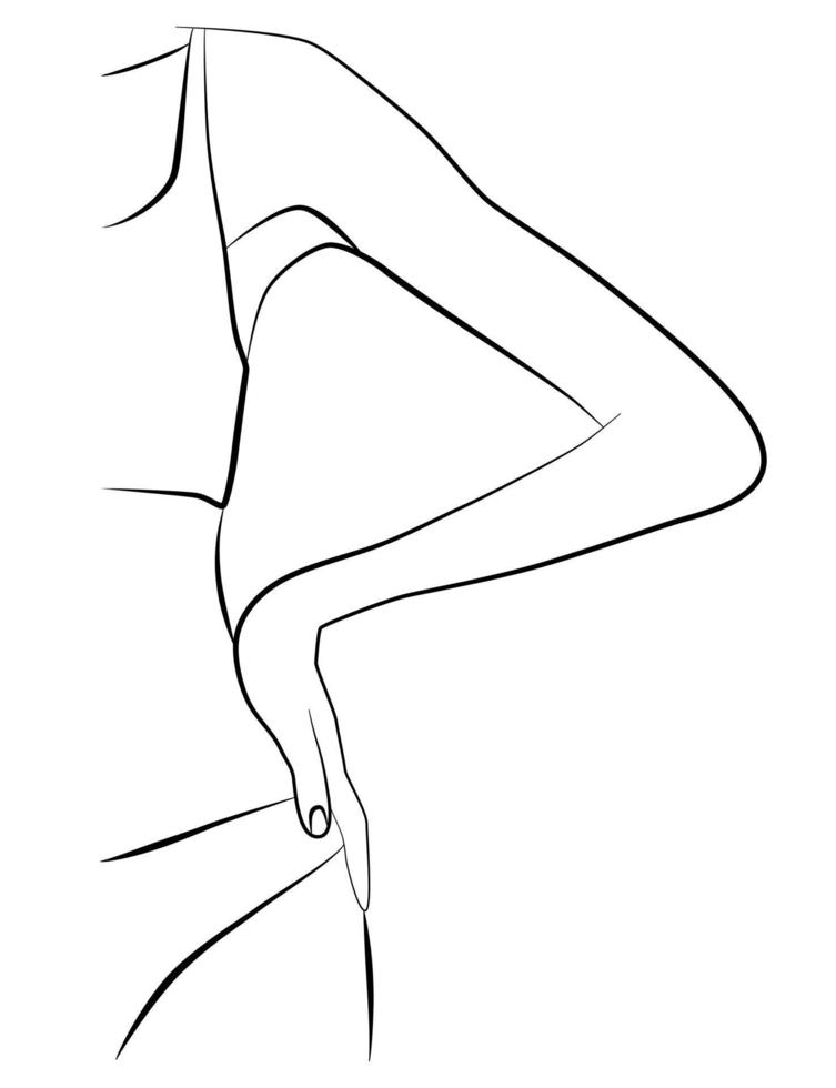 vrouwelijk lichaam vormen. een meisje in een zwempak van een lijn. vrouw silhouet in een modern een lijn stijl. vector