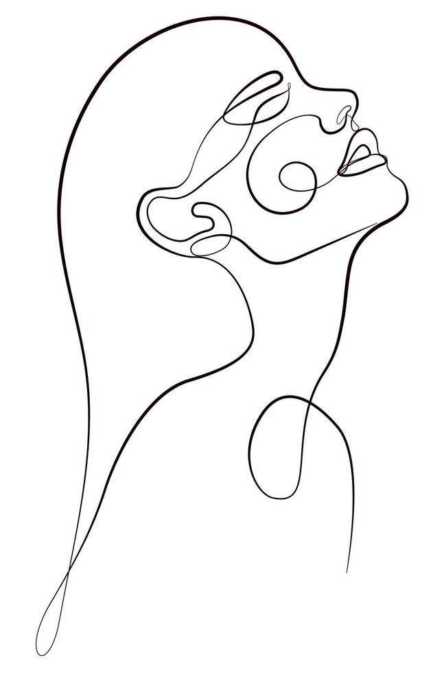 vrouw abstract gezicht. portret. tekening van een vrouw gezicht in een minimalistische lijn stijl. modieus illustratie voor cosmetica. vector