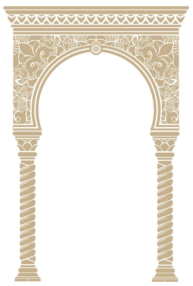 omslag ansichtkaart gouden oosterse vintage boog frame vector