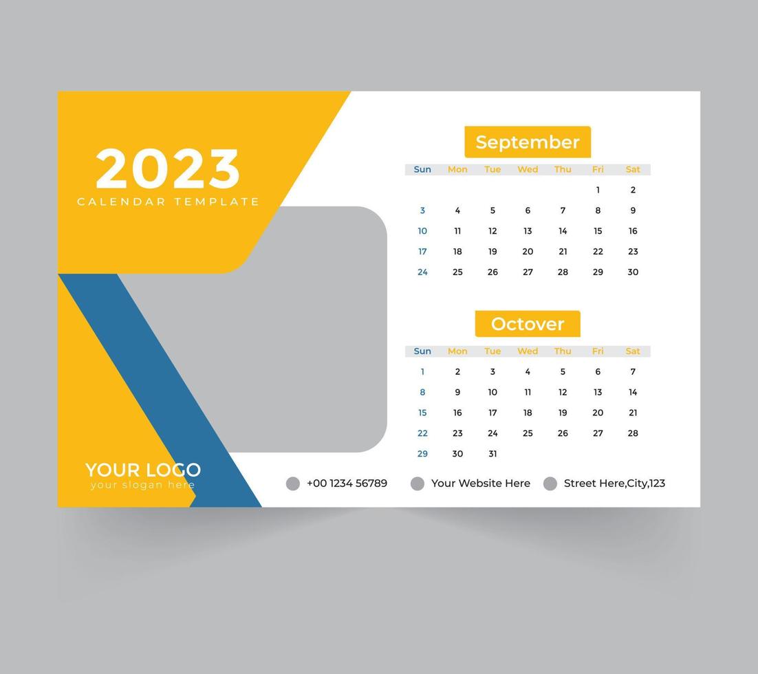 bureau kalender sjabloon voor nieuw jaar 2023 vector