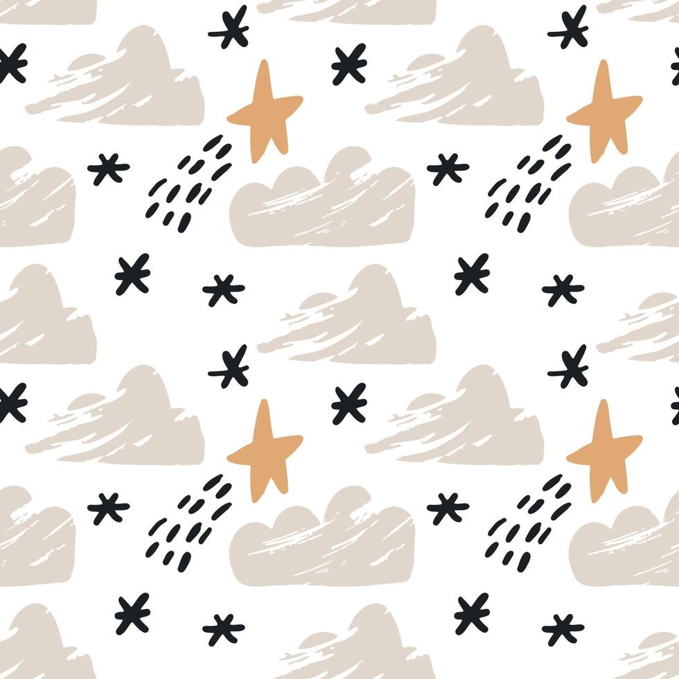 naadloos patroon abstract wolk ster. baby douche Scandinavisch pastel behang. textiel kleding stof ontwerp voor kinderen. vlak Boheems vector neutrale achtergrond papier