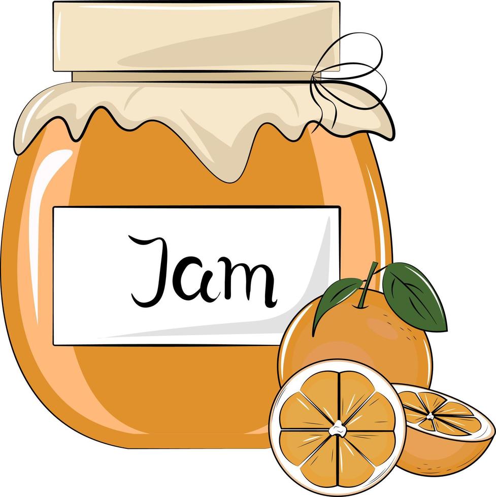 illustratie van een pot van oranje jam vector