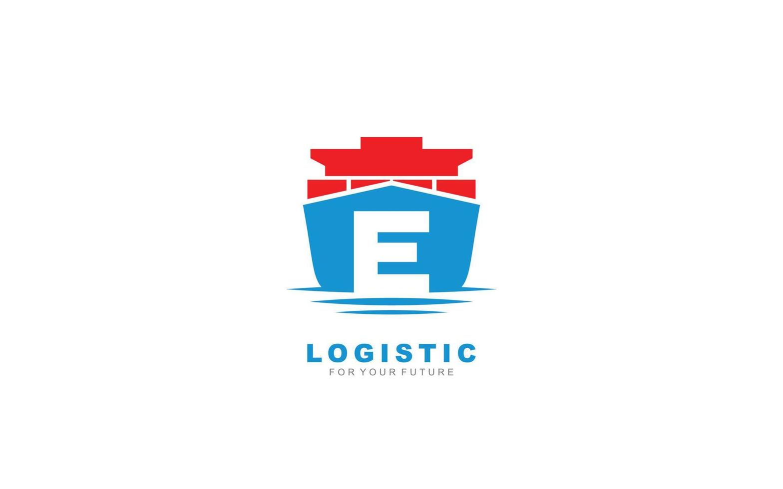 e logo logistiek voor branding bedrijf. Verzending sjabloon vector illustratie voor uw merk.