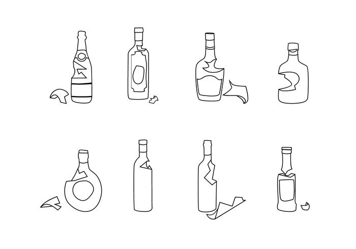 Gebroken fles Outline Gratis Vector