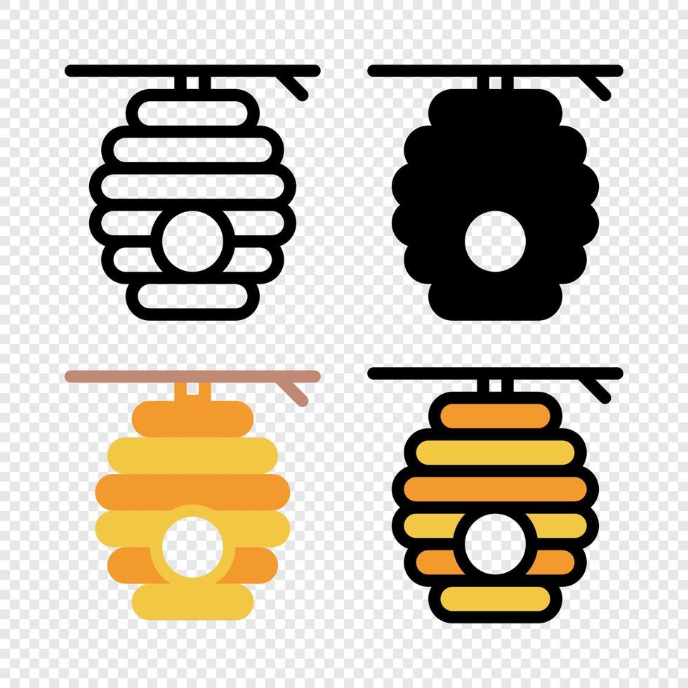 bijenkorf icoon set. kleurrijk tekenfilm bijenkorf icoon. creatief meetkundig bijenkorf logo ontwerp. vector illustratie