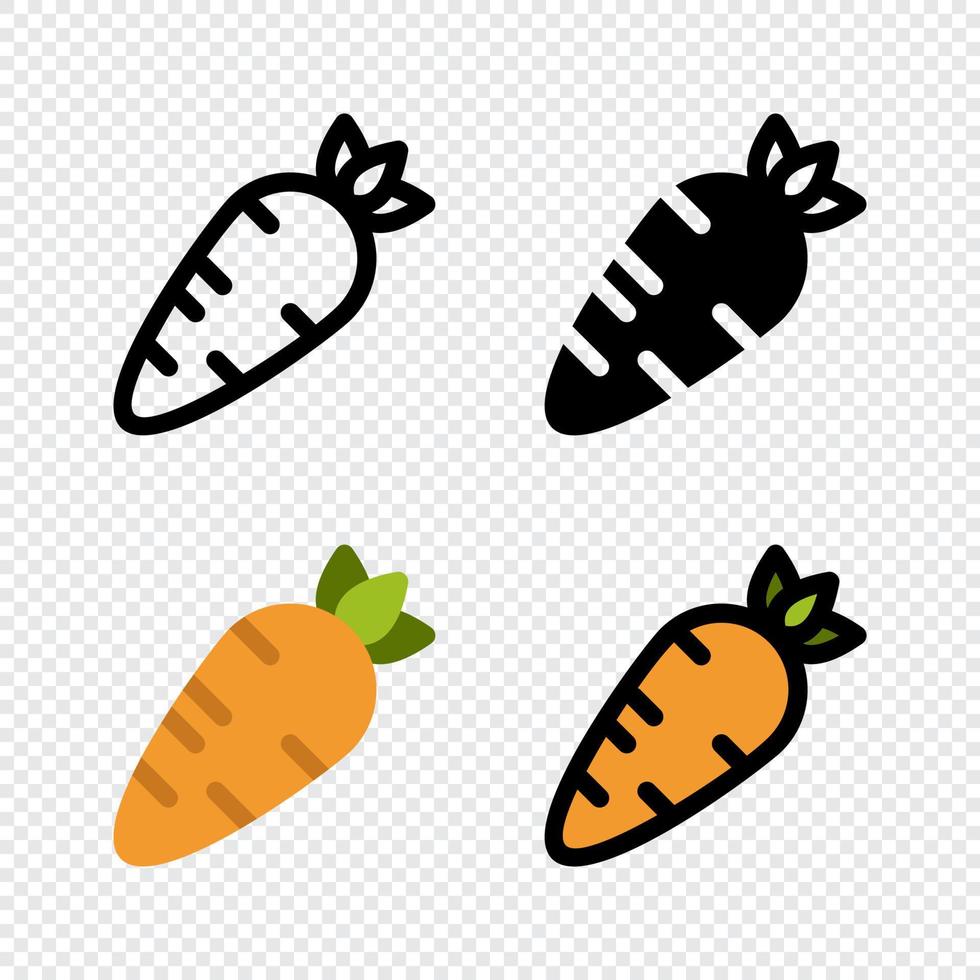 wortel voedsel icoon set. kleurrijk tekenfilm wortel icoon. wortel logo. groente en voedsel. eetpatroon teken vector grafiek. vector illustratie