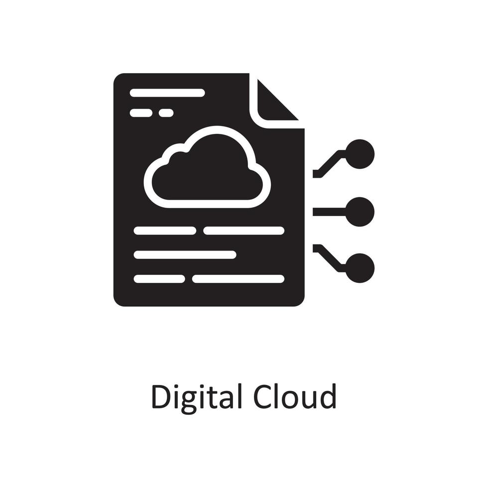 digitaal wolk vector solide icoon ontwerp illustratie. wolk berekenen symbool Aan wit achtergrond eps 10 het dossier