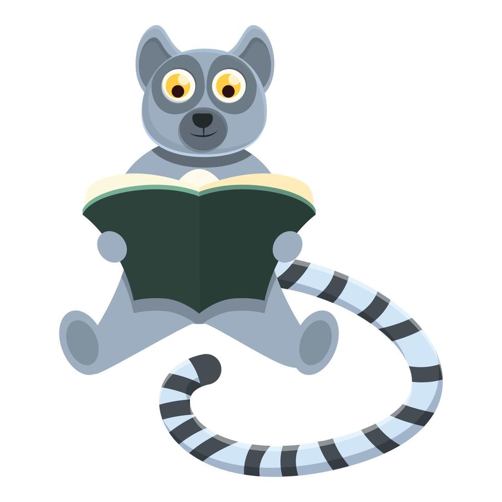 lemur lezing boek icoon, tekenfilm stijl vector