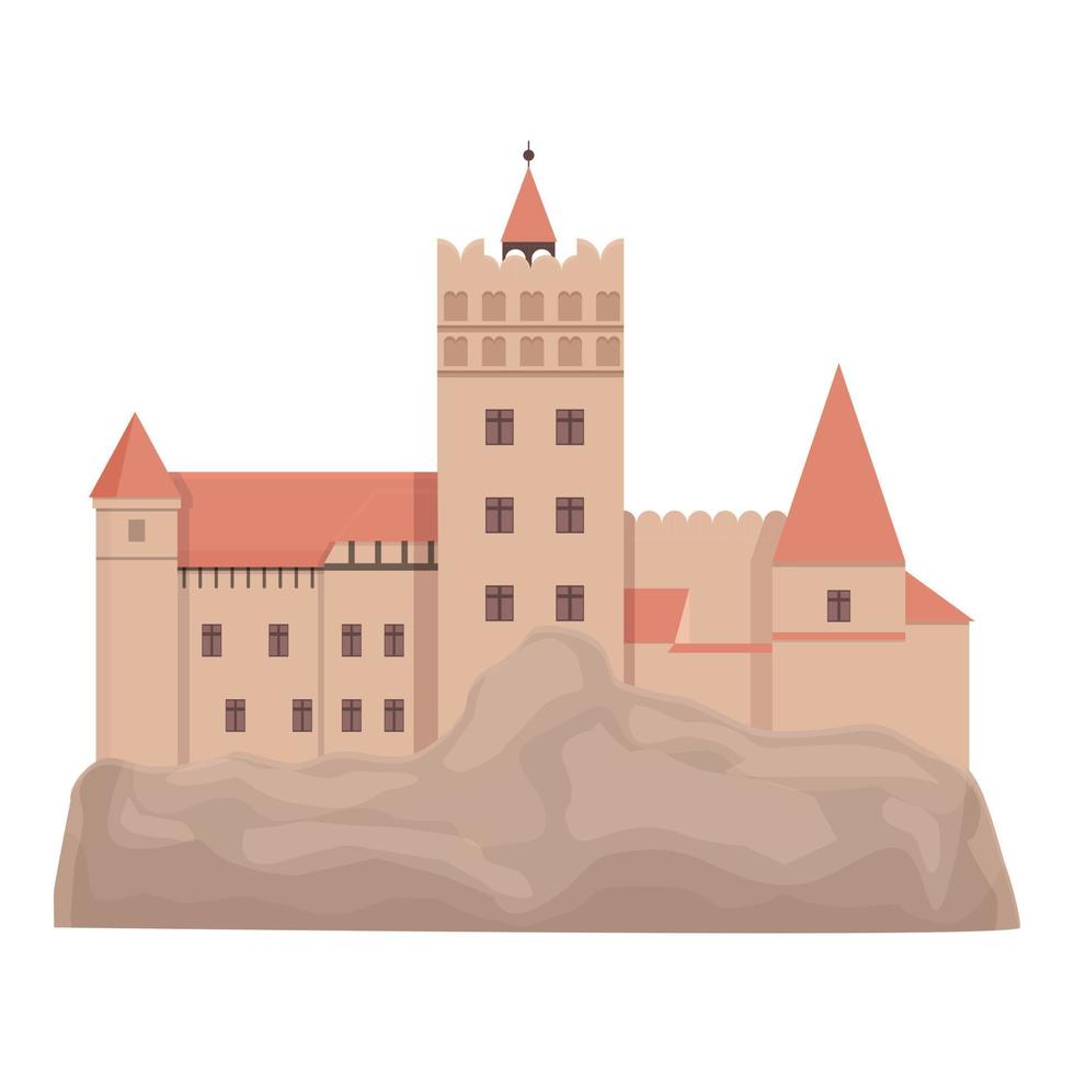Roemenië dracula kasteel icoon tekenfilm vector. Roemeense vlag vector