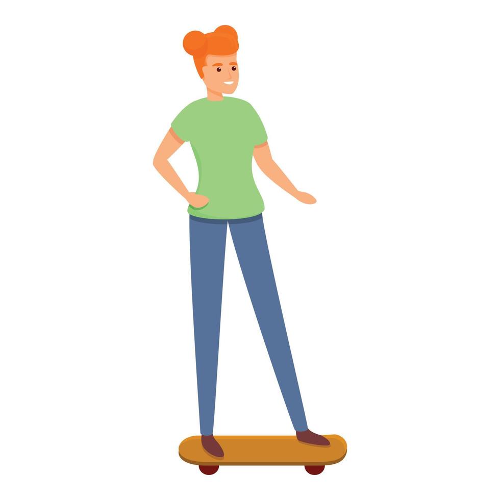 straat meisje skateboarden icoon, tekenfilm stijl vector