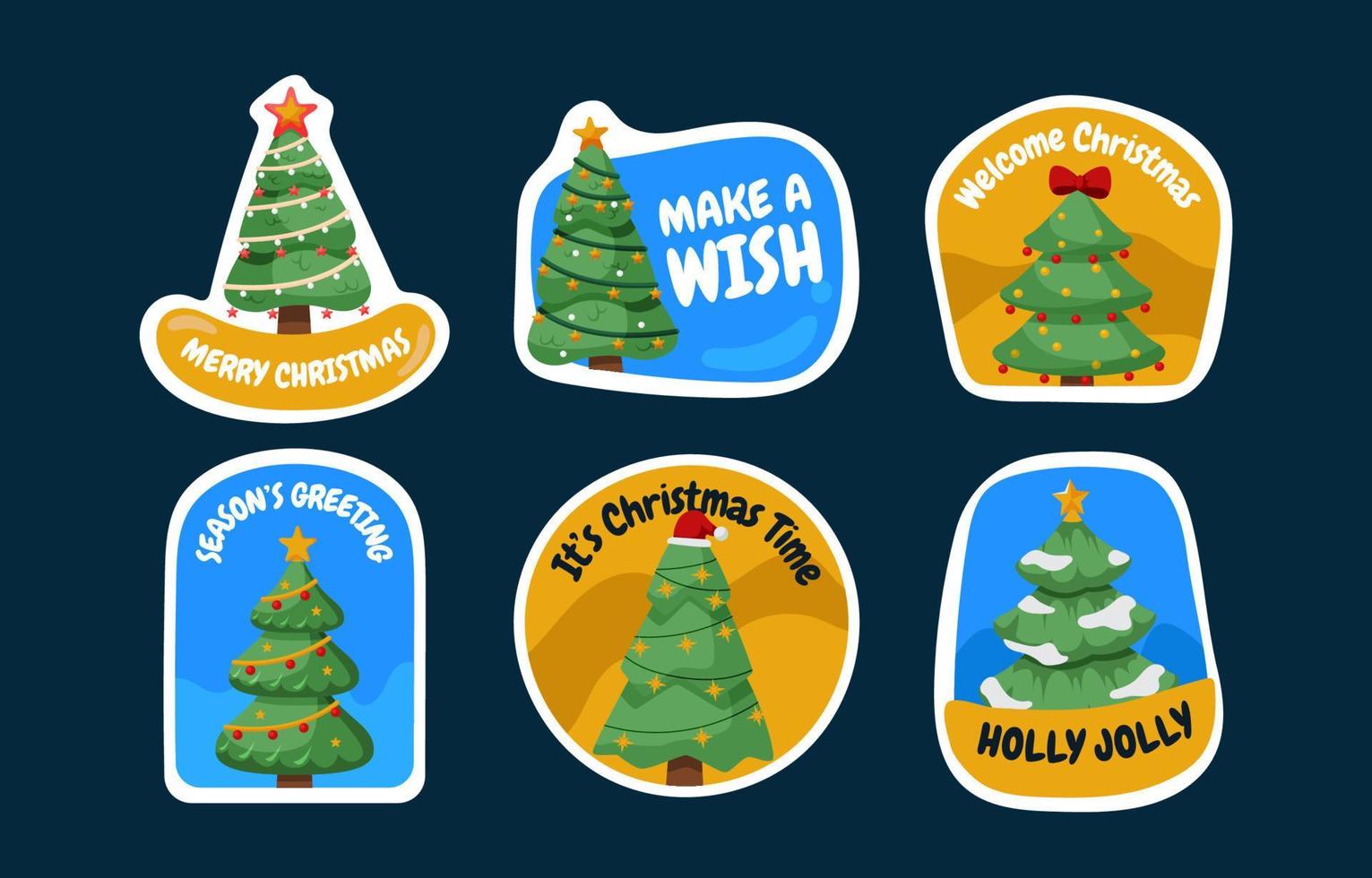 kerstboom stickers set vector