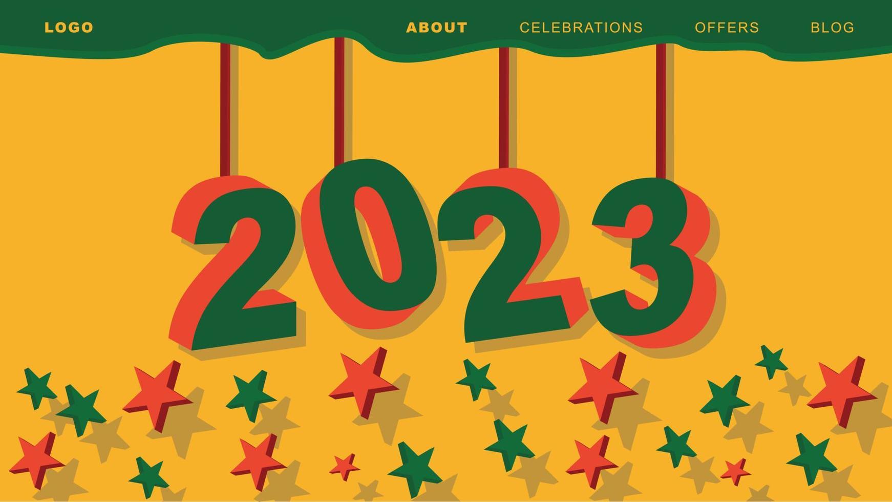 gelukkig nieuw jaar 2023. Kerstmis poster, banier, Hoes kaart, brochure, folder, lay-out ontwerp. vector