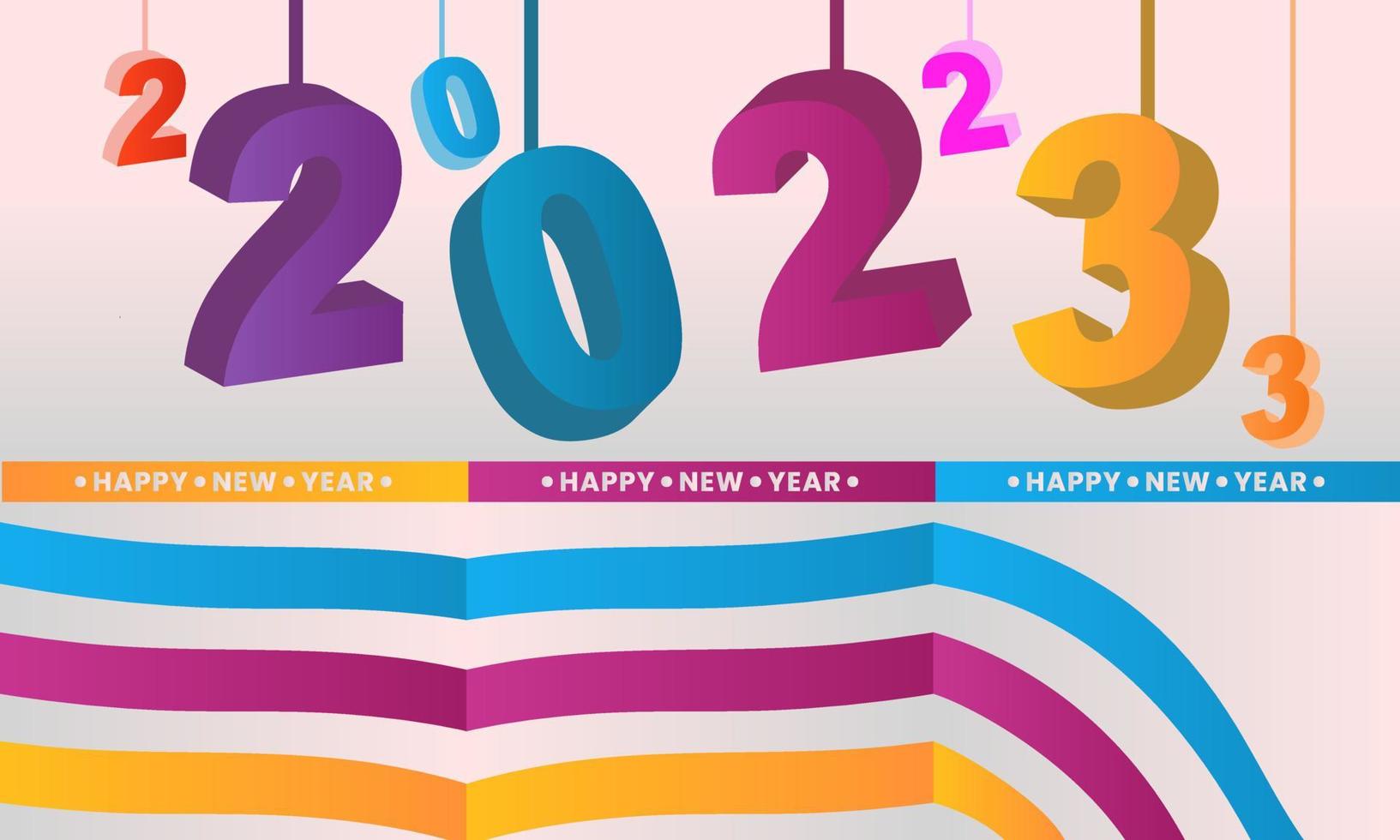 gelukkig nieuw jaar 2023 en vrolijk Kerstmis poster, banier, Hoes kaart, brochure, folder, lay-out ontwerp. vector