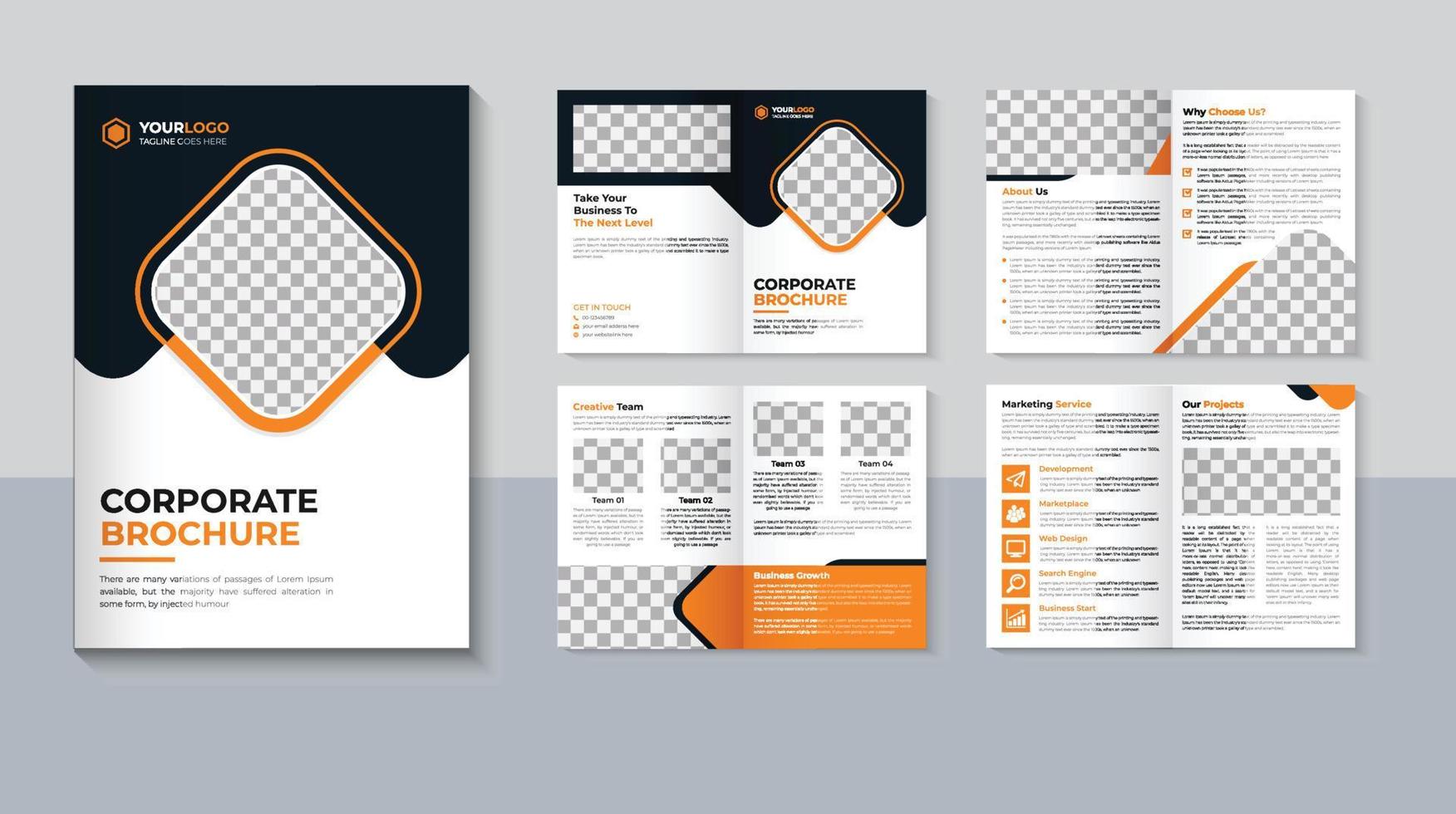 modern zakelijke 8 bladzijde brochure ontwerp, bedrijf brochure sjabloon, bedrijf profiel, pro vector