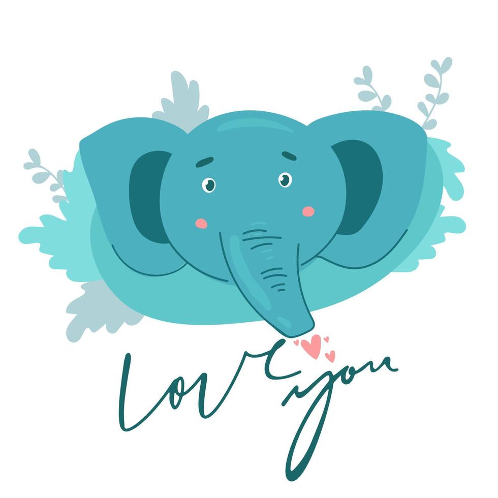 mooi zo gevoel. schattig groet kaart met glimlachen olifant en kleurrijk harten en regenboog. kinderen kamer poster, baby kinderkamer, groet kaart, kleding vector