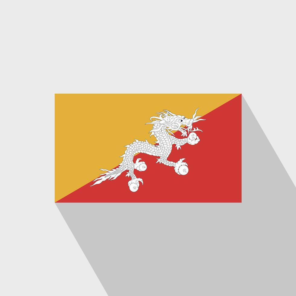 Bhutan vlag lang schaduw ontwerp vector