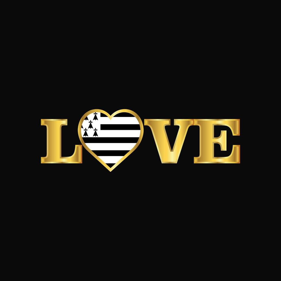 gouden liefde typografie Bretagne vlag ontwerp vector