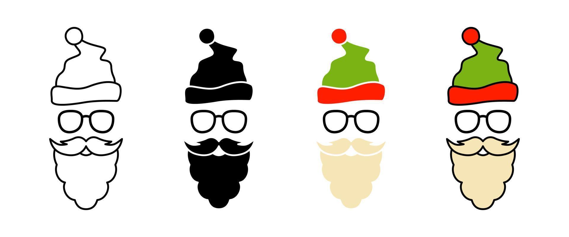 baard met Kerstmis hoed en bril Aan wit achtergrond vector