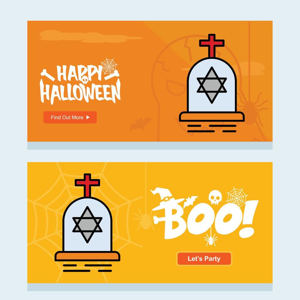 gelukkig halloween uitnodiging ontwerp met graf vector