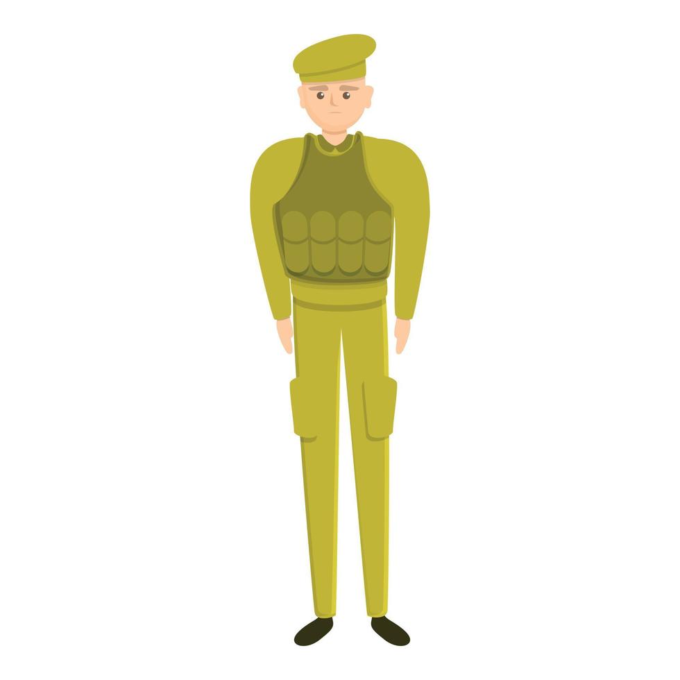 verdediging leger uniform icoon, tekenfilm stijl vector