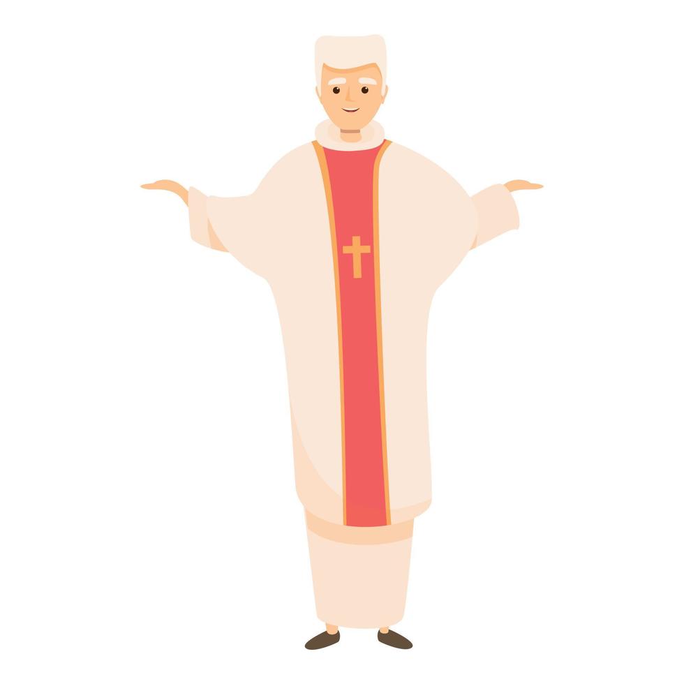 glimlachen priester icoon, tekenfilm stijl vector