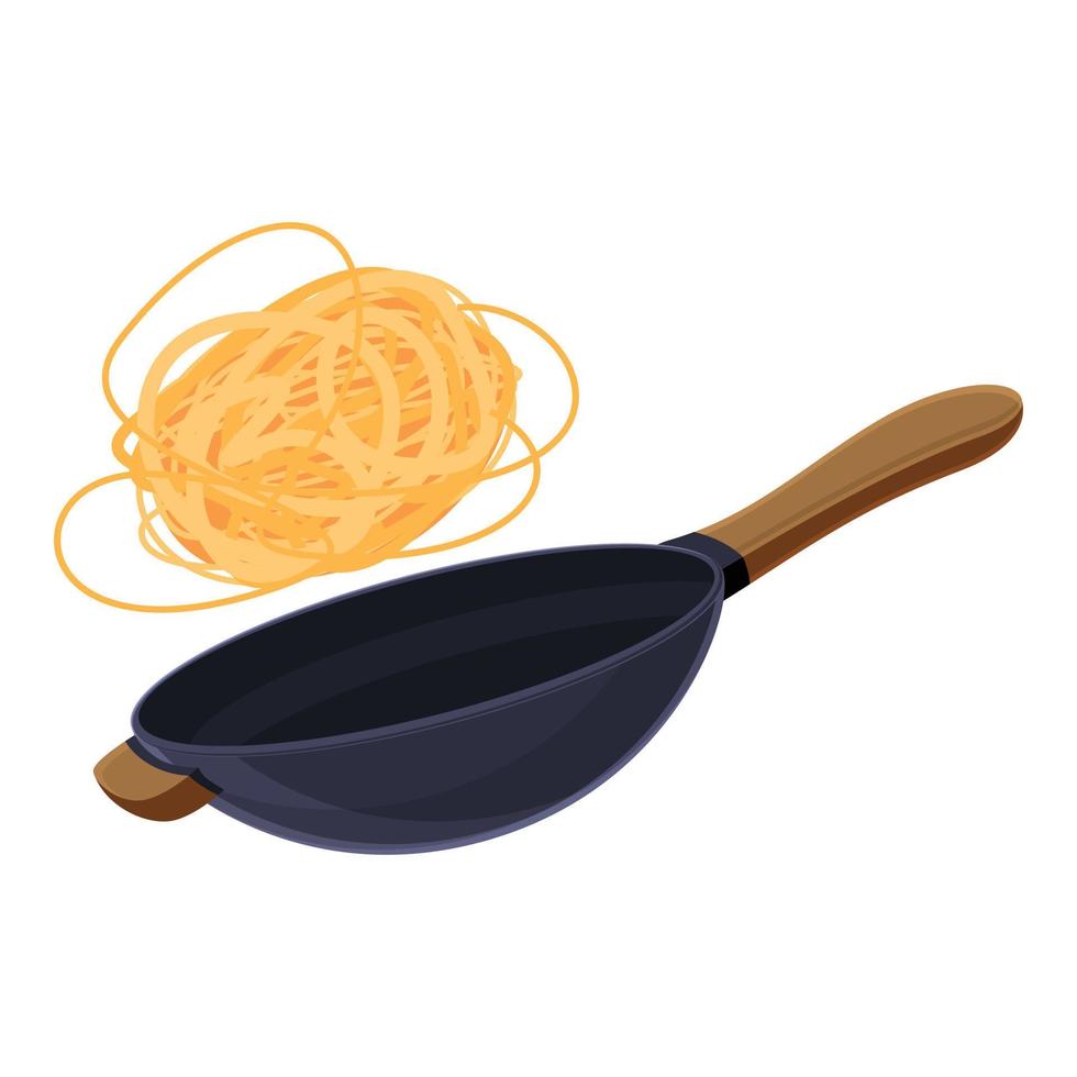 noedels wok pan icoon, tekenfilm stijl vector