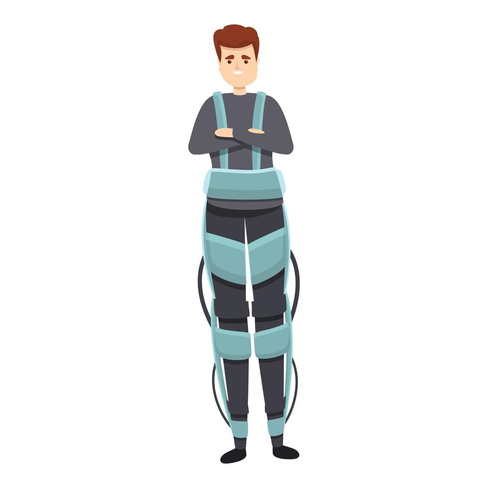 revalidatie exoskelet icoon, tekenfilm stijl vector