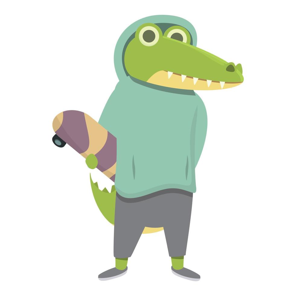 alligator met skateboard icoon tekenfilm vector. gelukkig baby vector