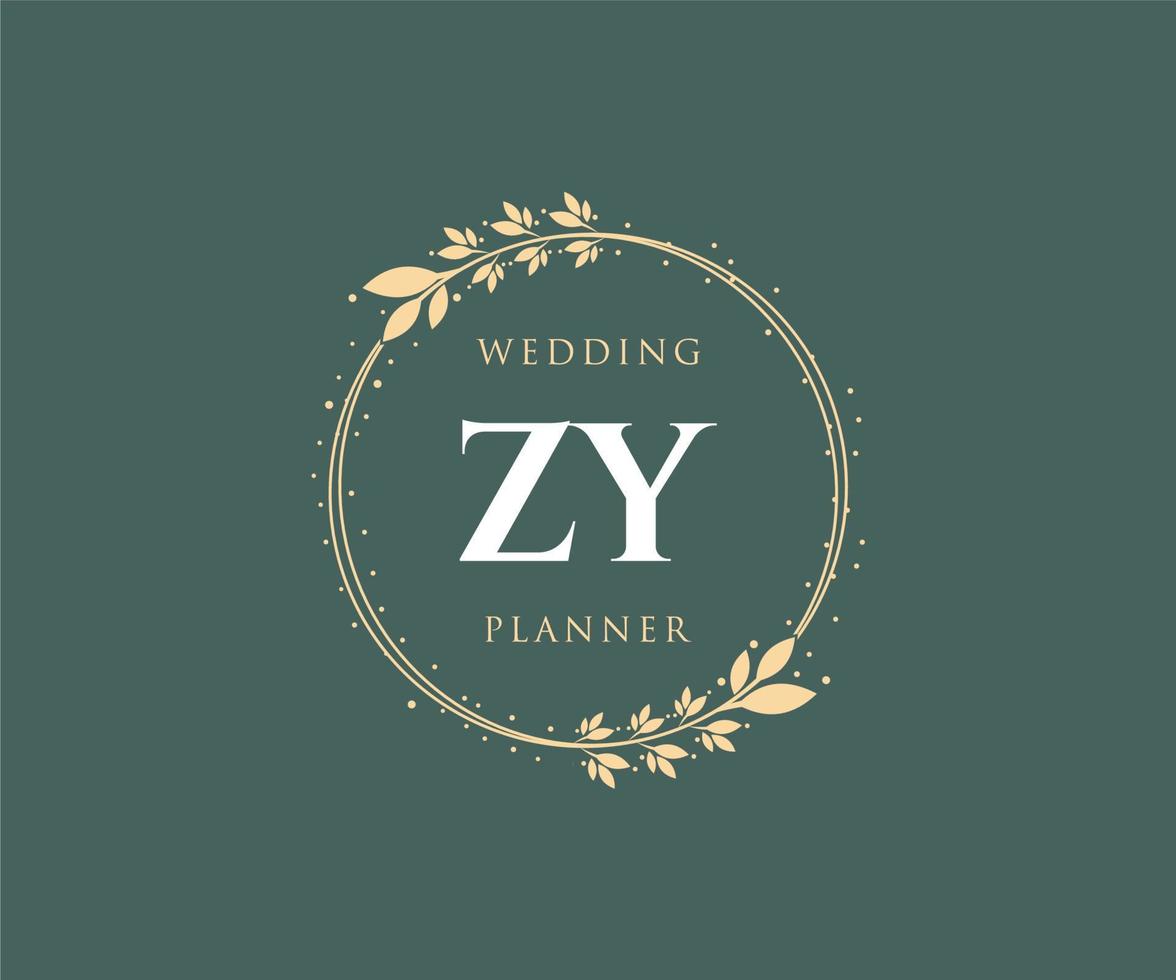 zy initialen brief bruiloft monogram logos verzameling, hand- getrokken modern minimalistisch en bloemen Sjablonen voor uitnodiging kaarten, opslaan de datum, elegant identiteit voor restaurant, boetiek, cafe in vector