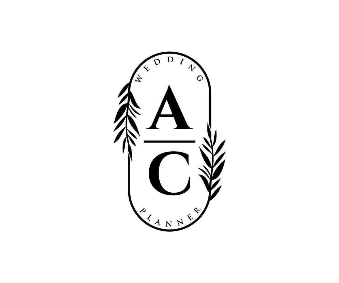 ac initialen brief bruiloft monogram logos verzameling, hand- getrokken modern minimalistisch en bloemen Sjablonen voor uitnodiging kaarten, opslaan de datum, elegant identiteit voor restaurant, boetiek, cafe in vector