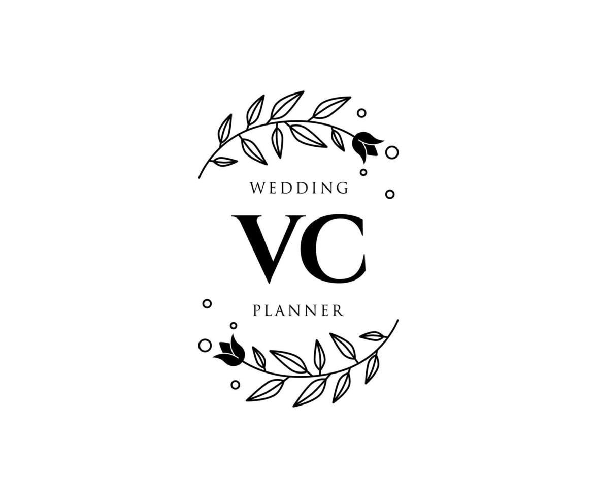 vc initialen brief bruiloft monogram logos verzameling, hand- getrokken modern minimalistisch en bloemen Sjablonen voor uitnodiging kaarten, opslaan de datum, elegant identiteit voor restaurant, boetiek, cafe in vector