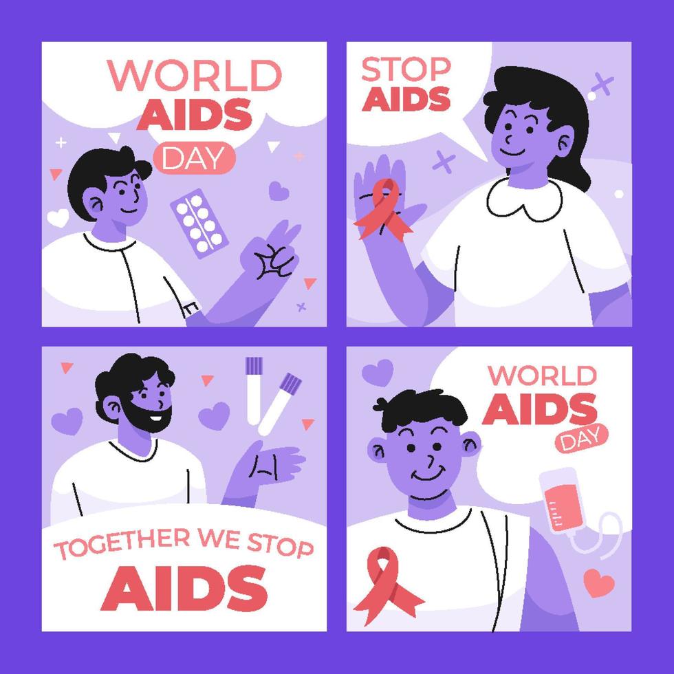 wereld AIDS dag post sjabloon met Purper kleur vector