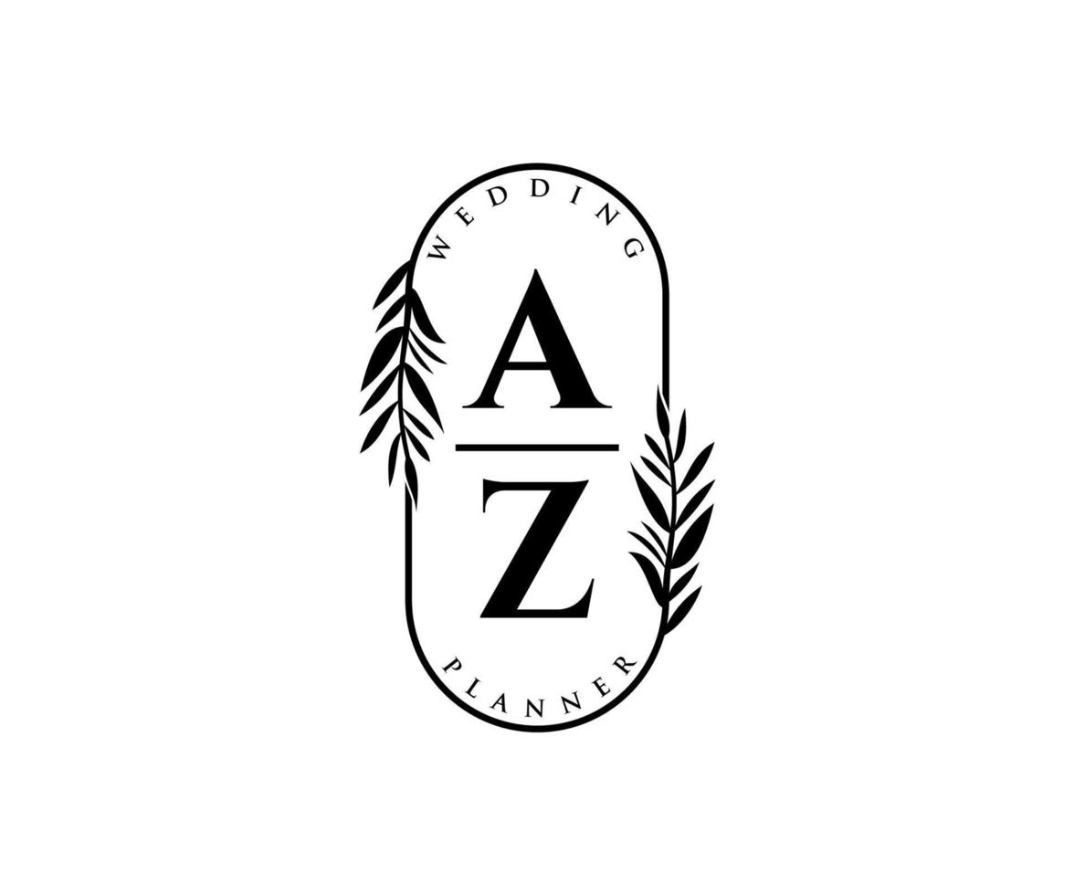 az initialen brief bruiloft monogram logos verzameling, hand- getrokken modern minimalistisch en bloemen Sjablonen voor uitnodiging kaarten, opslaan de datum, elegant identiteit voor restaurant, boetiek, cafe in vector