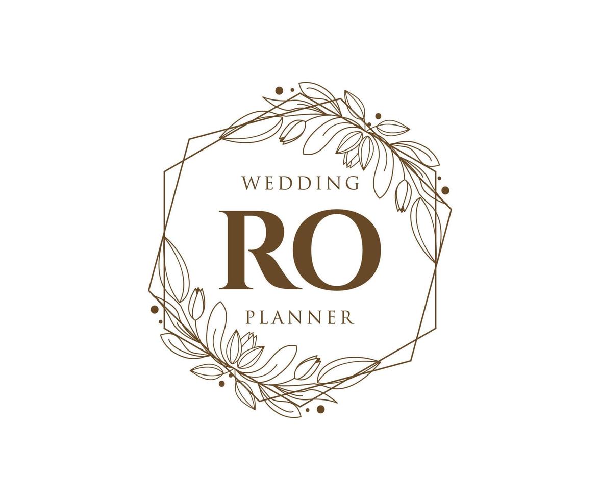 ro initialen brief bruiloft monogram logos verzameling, hand- getrokken modern minimalistisch en bloemen Sjablonen voor uitnodiging kaarten, opslaan de datum, elegant identiteit voor restaurant, boetiek, cafe in vector