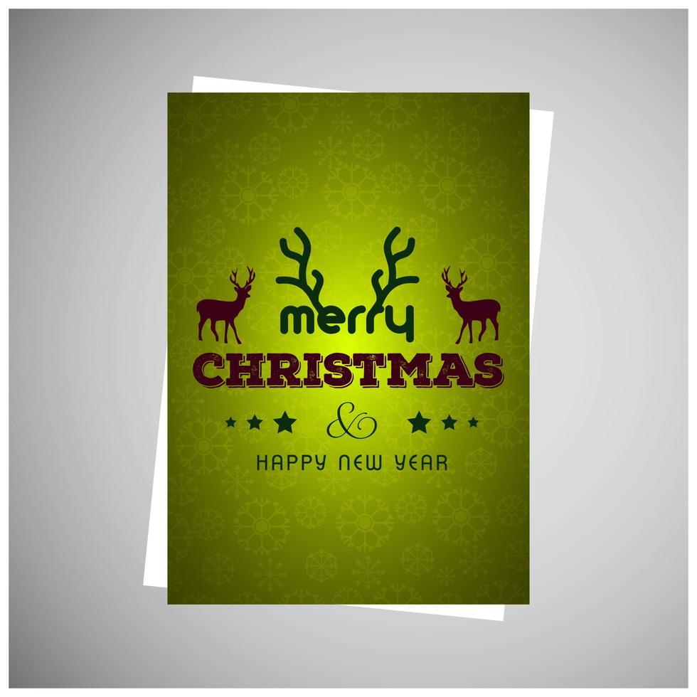 vrolijk Kerstmis groeten ontwerp met groen achtergrond vector
